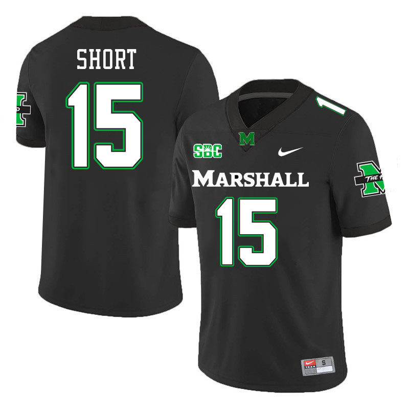 Marshall Thundering Herd #15 Zavier Short College Football Jerseys Stitched-Black